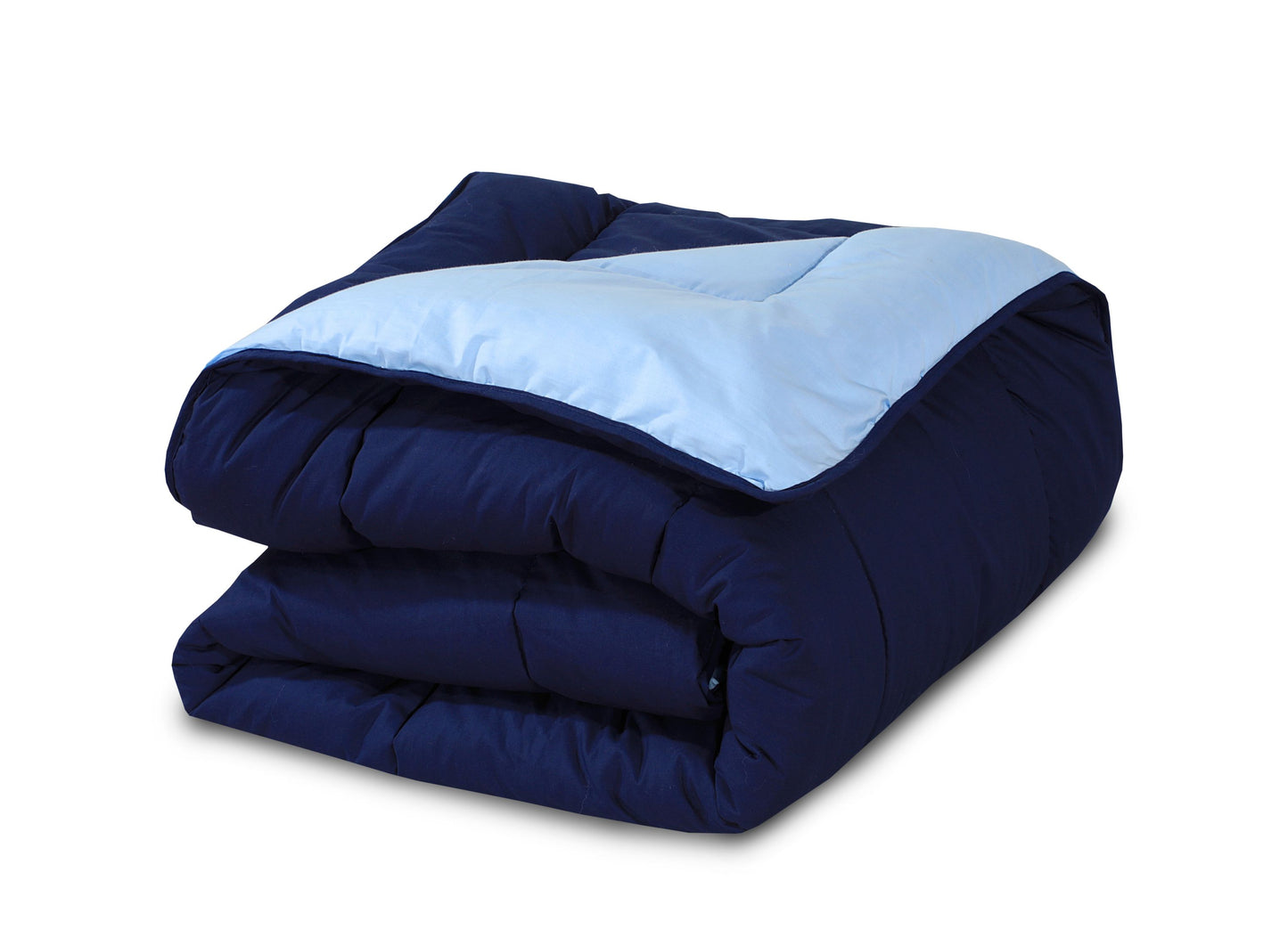 Snug Threads 2-in-1 Reversible Coverless Poly Cotton Hotel Quality Duvet - Navy & Sky Blue
