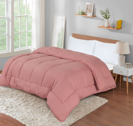 13.5 Tog Snug Threads Heavyweight Reversible Coverless Poly Cotton Duvet - Dusty Pink
