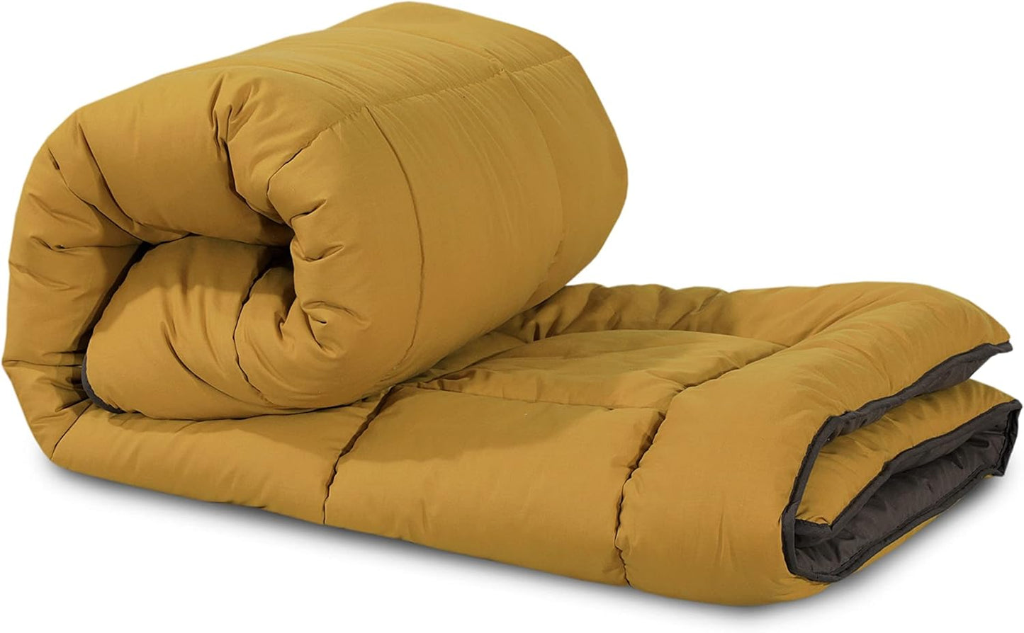 Snug Threads 2-in-1 Reversible Coverless Poly Cotton Hotel Quality Duvet - Mustard & Black