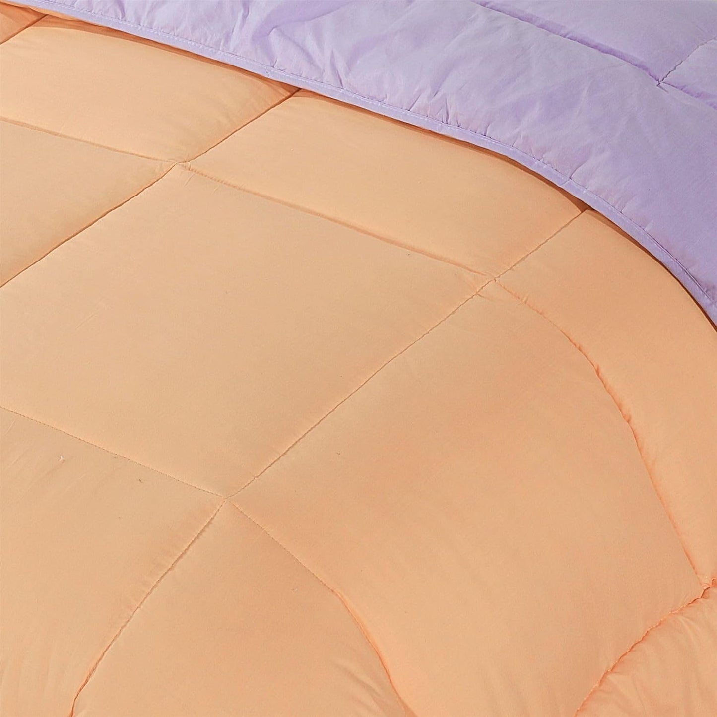Snug Threads 2-in-1 Reversible Coverless Poly Cotton Hotel Quality Duvet - Peach & Lilac
