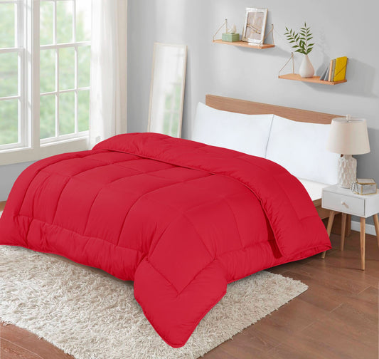 13.5 Tog Snug Threads Heavyweight Reversible Coverless Poly Cotton Duvet - Red