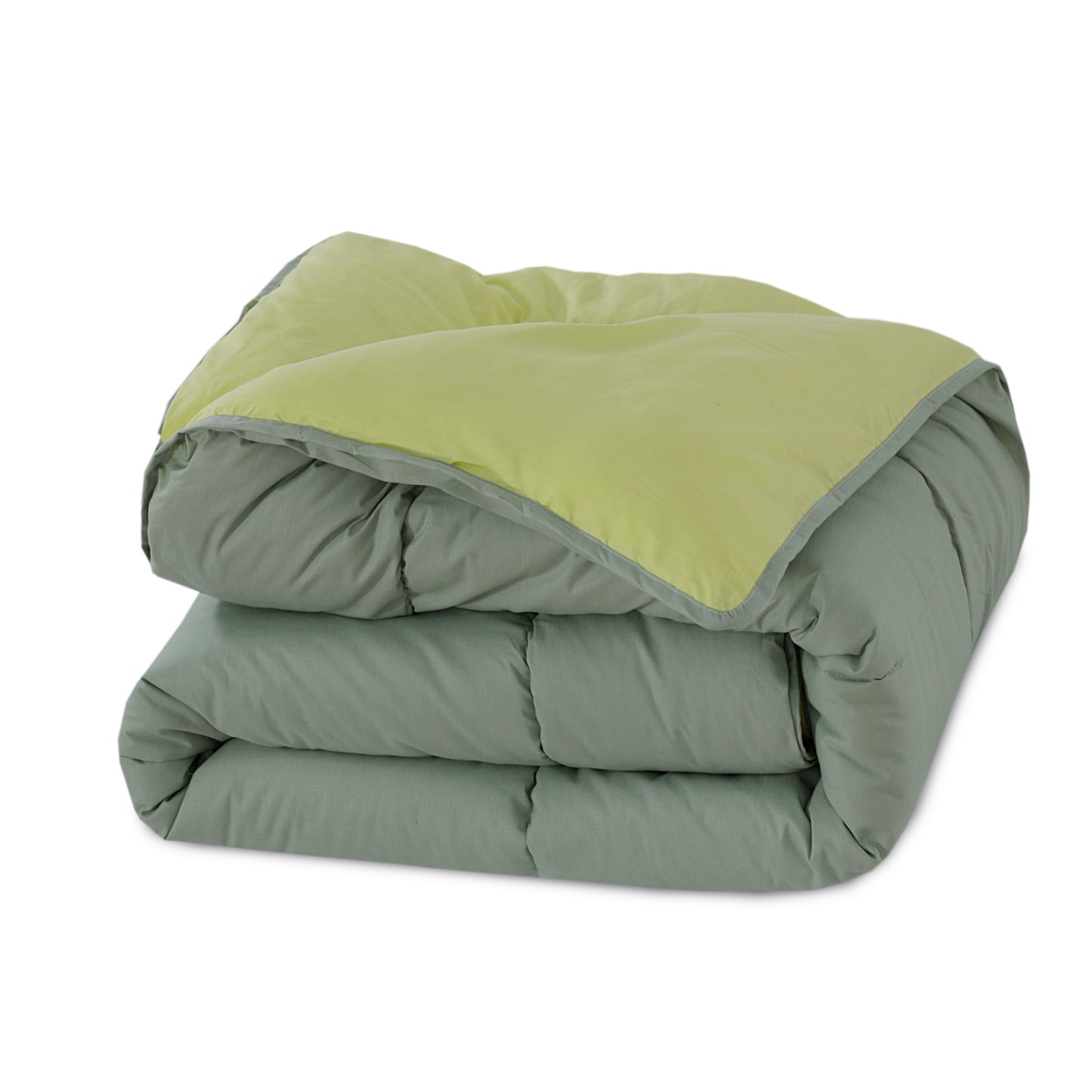 Snug Threads 2-in-1 Reversible Coverless Poly Cotton Hotel Quality Duvet - Lemon & Smoke Green