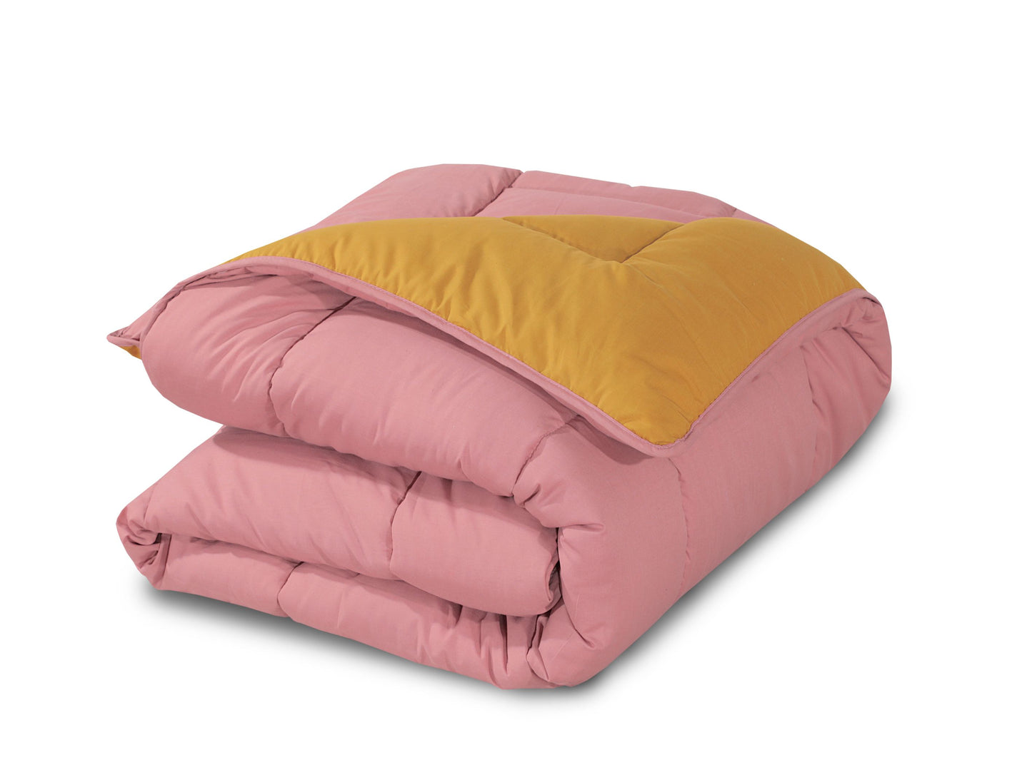 Snug Threads 2-in-1 Reversible Coverless Poly Cotton Hotel Quality Duvet - Mustard & Pink