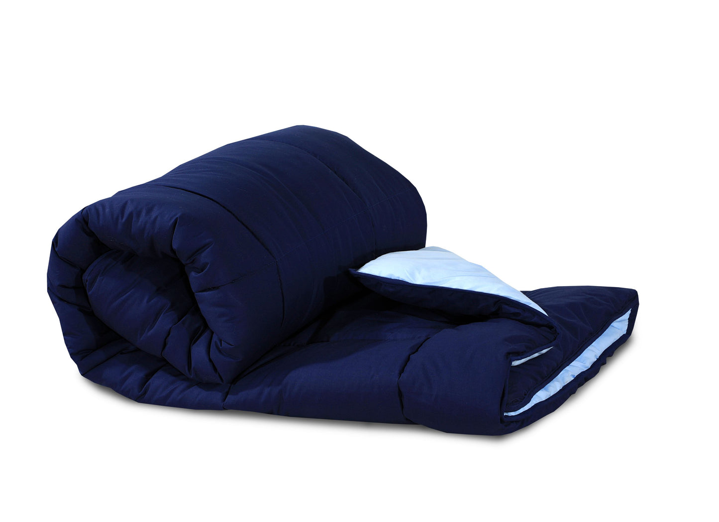 Snug Threads 2-in-1 Reversible Coverless Poly Cotton Hotel Quality Duvet - Navy & Sky Blue