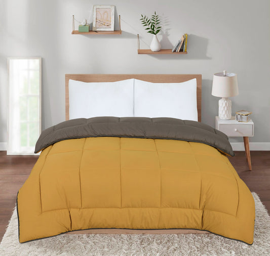 Snug Threads 2-in-1 Reversible Coverless Poly Cotton Hotel Quality Duvet - Mustard & Black