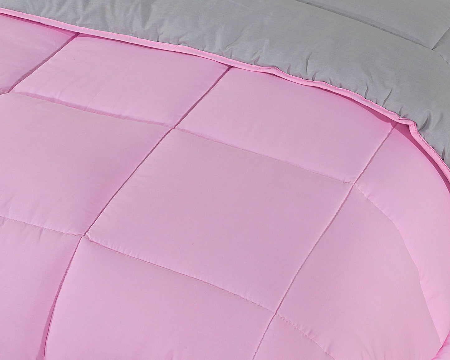 Snug Threads 2-in-1 Reversible Coverless Poly Cotton Hotel Quality Duvet - Pink & Grey