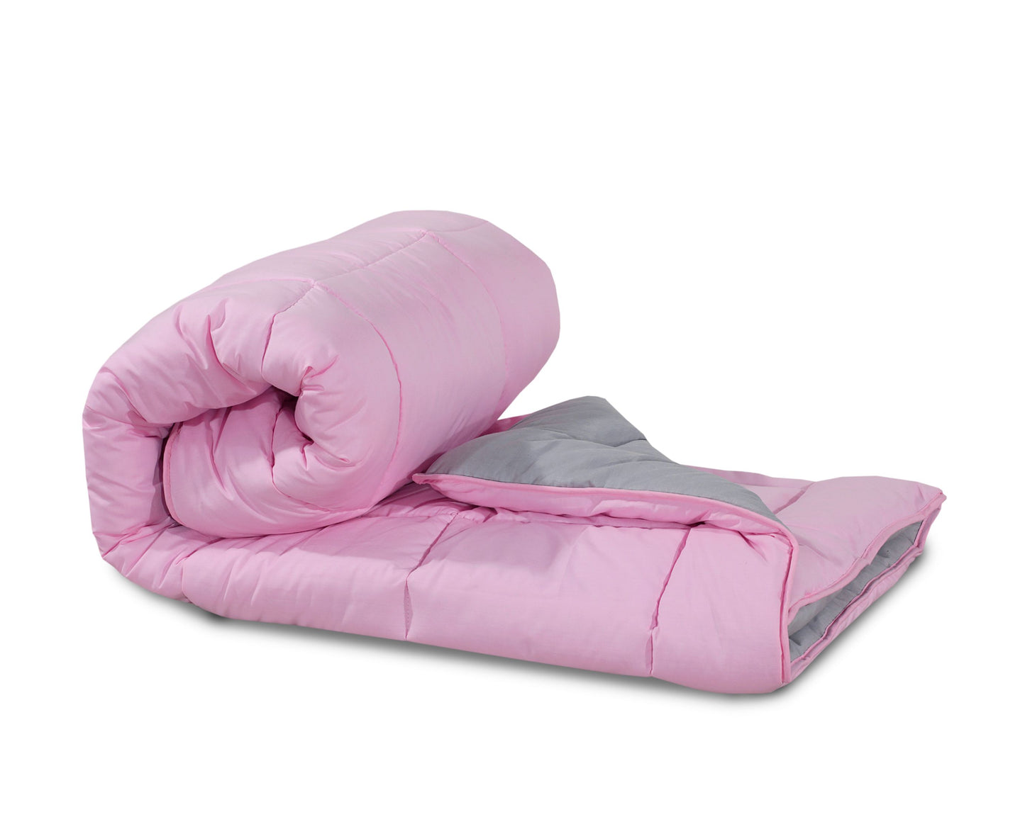 Snug Threads 2-in-1 Reversible Coverless Poly Cotton Hotel Quality Duvet - Pink & Grey