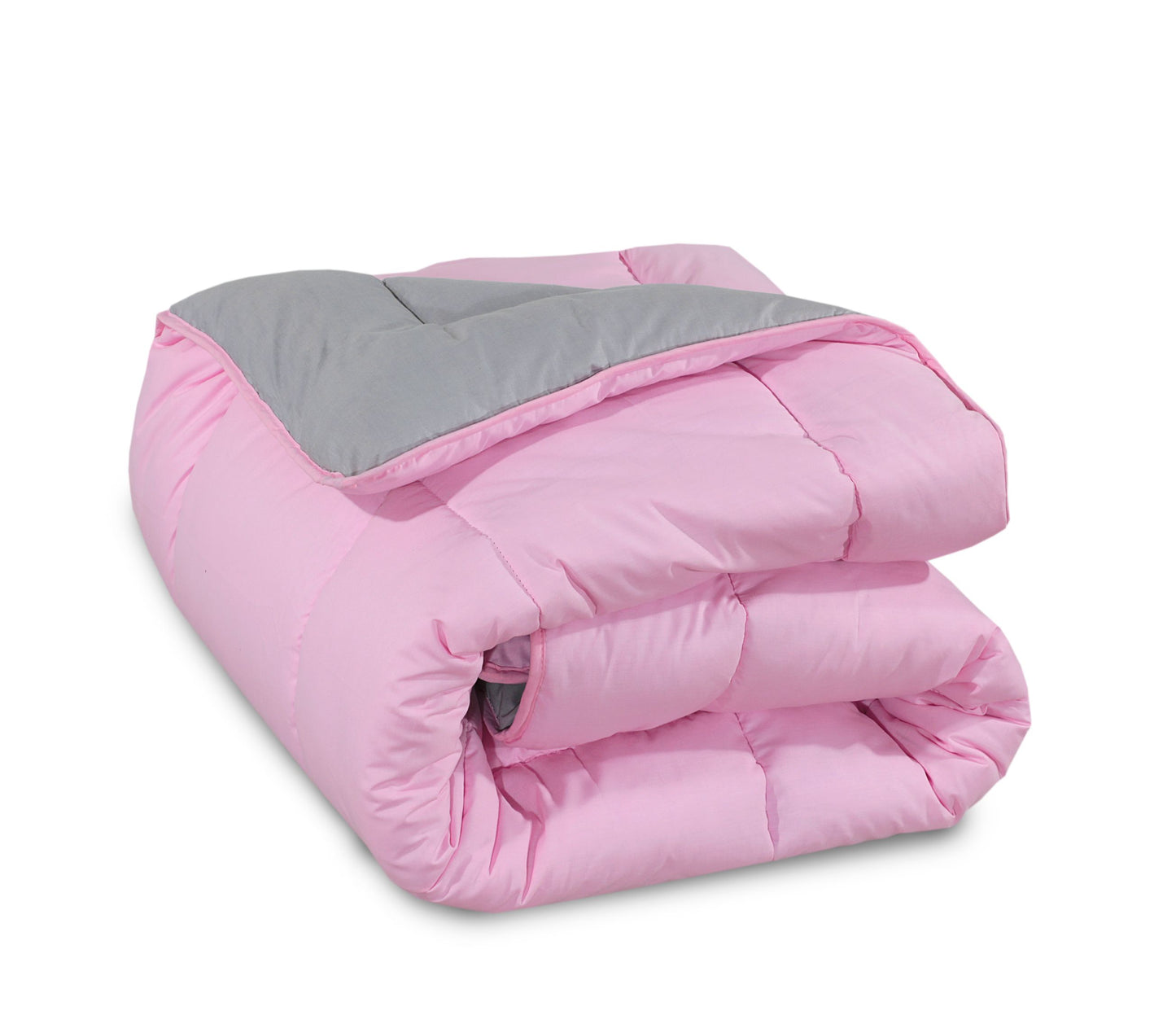 Snug Threads 2-in-1 Reversible Coverless Poly Cotton Hotel Quality Duvet - Pink & Grey