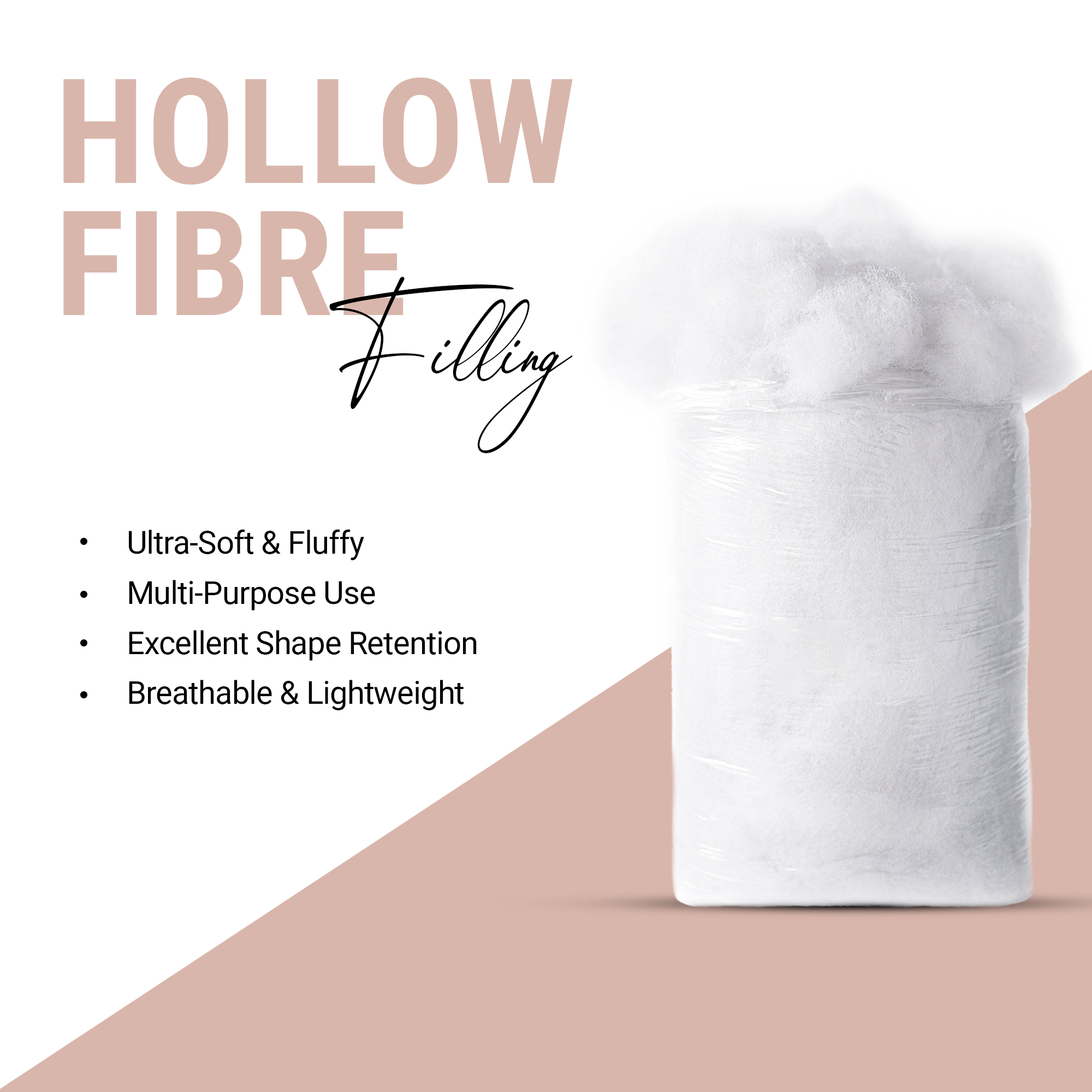 Snug Threads Hollow Fibre - Toy Stuffing Wadding Polyester Soft Batting White Filling Fibre