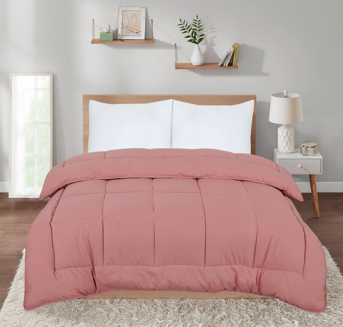13.5 Tog Snug Threads Heavyweight Reversible Coverless Poly Cotton Duvet - Dusty Pink