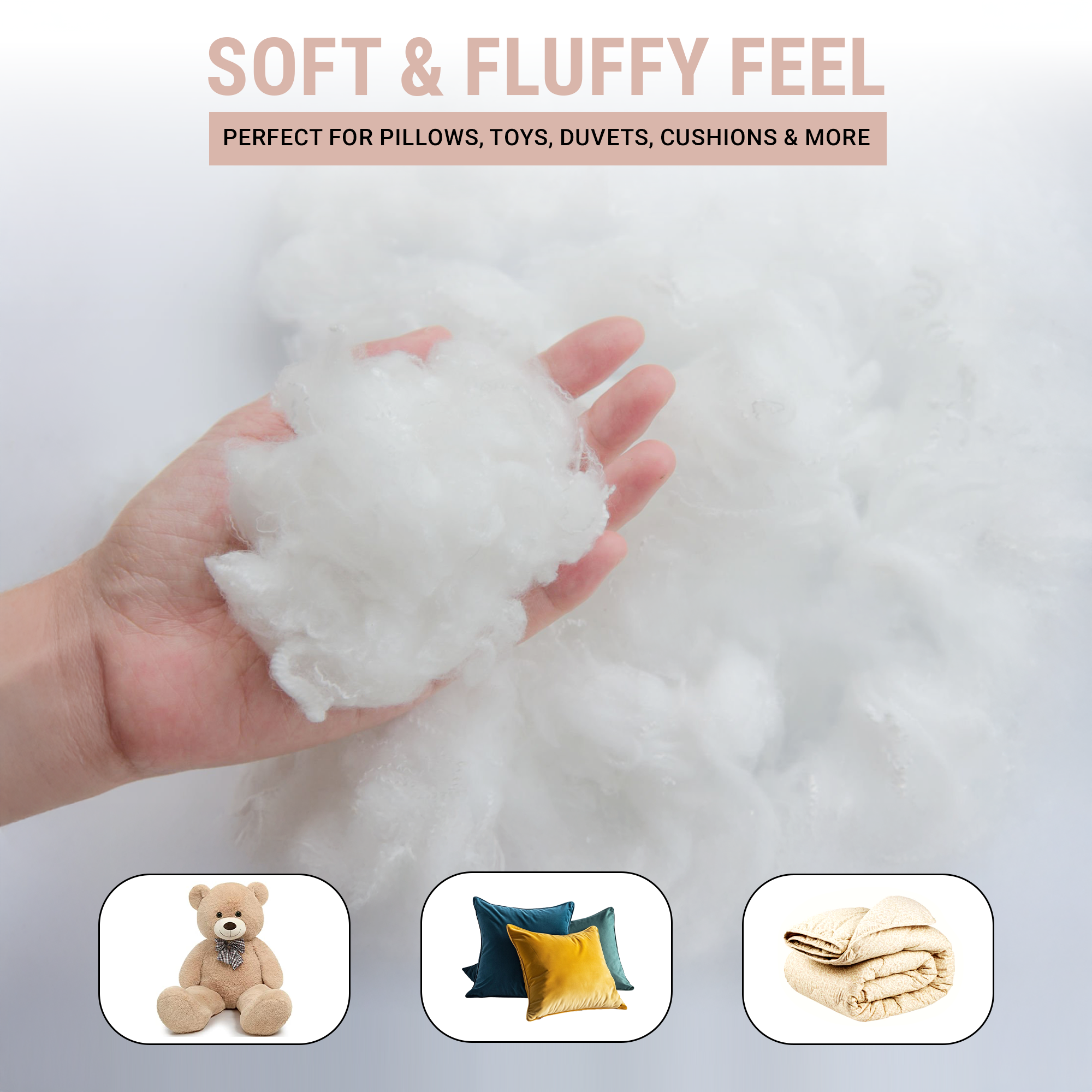 Snug Threads Hollow Fibre - Toy Stuffing Wadding Polyester Soft Batting White Filling Fibre