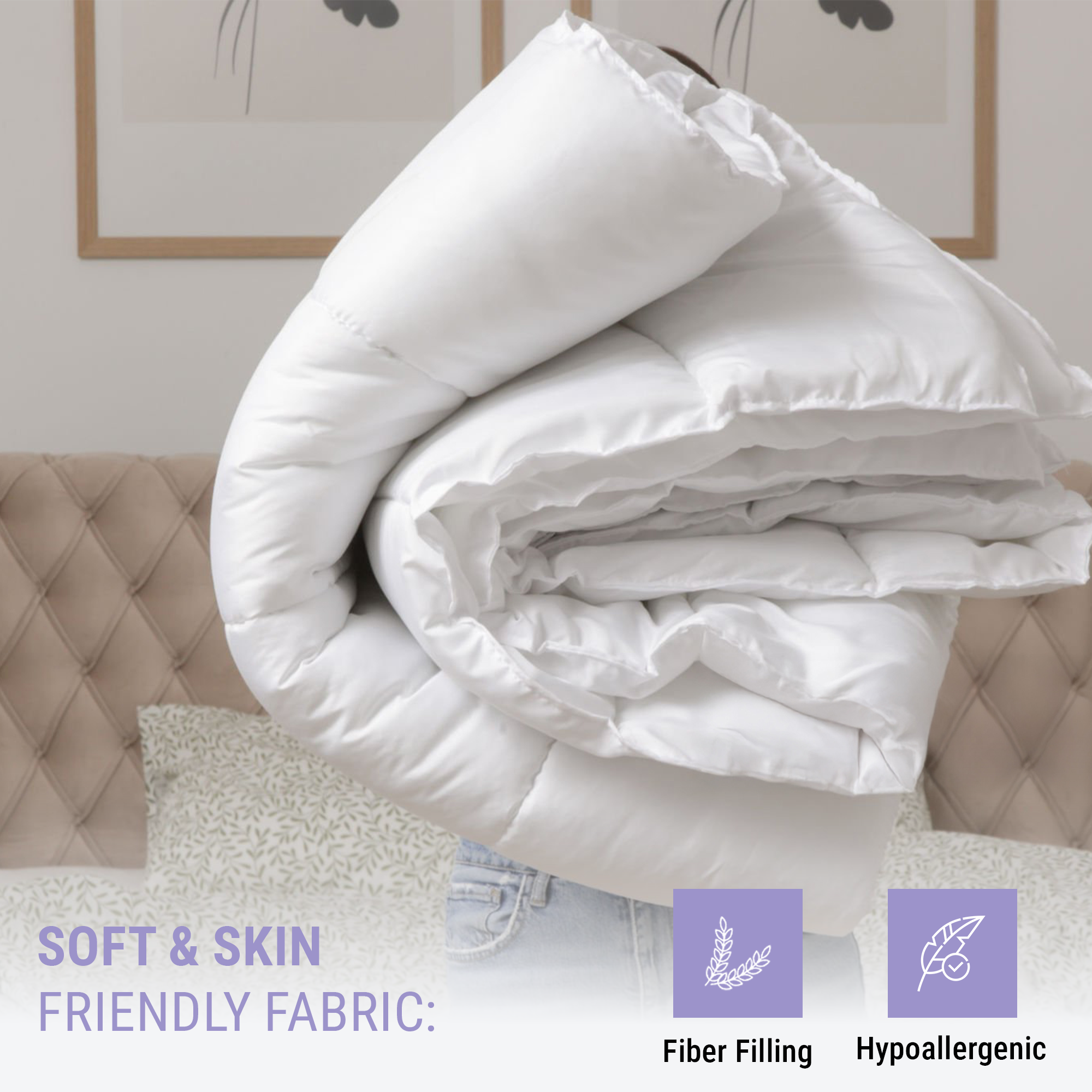 SnugThreads 10.5 Tog Poly Propylene Duvet – All Year Duvet - Lightweight Breathable Quilt