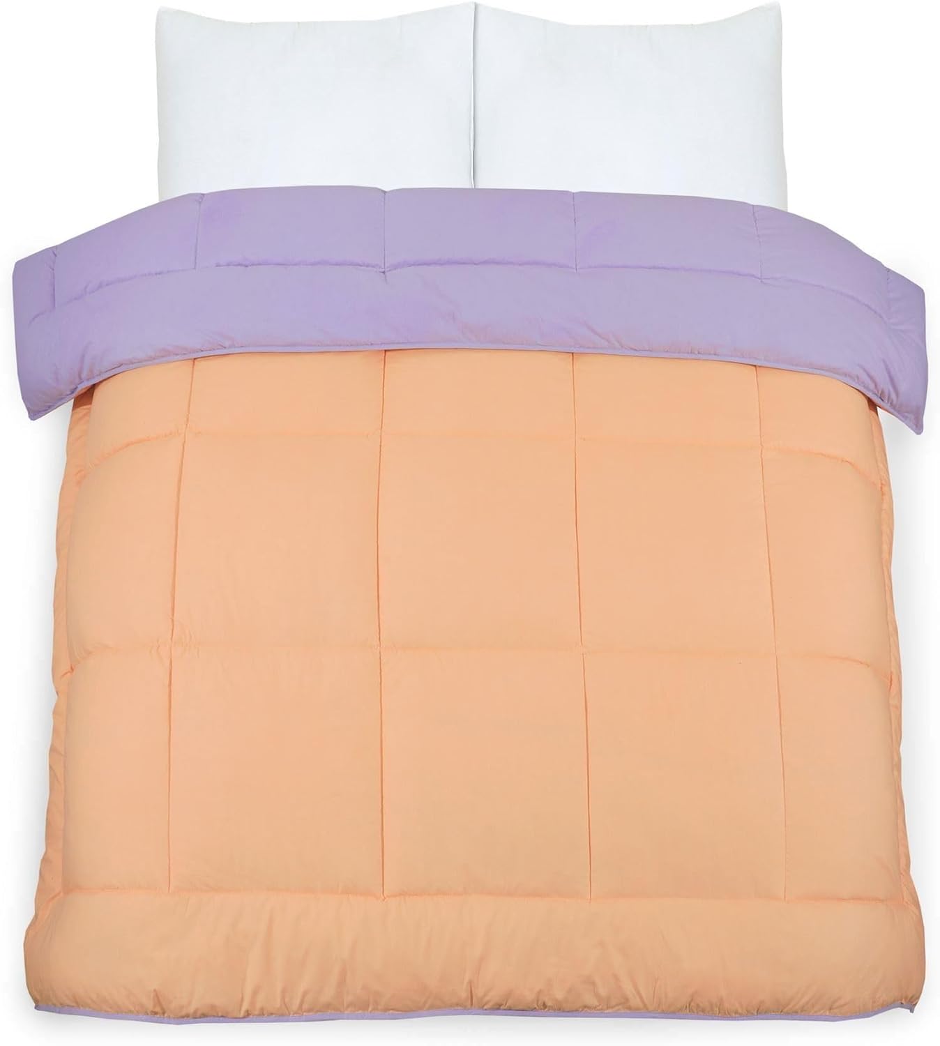 Snug Threads 2-in-1 Reversible Coverless Poly Cotton Hotel Quality Duvet - Peach & Lilac