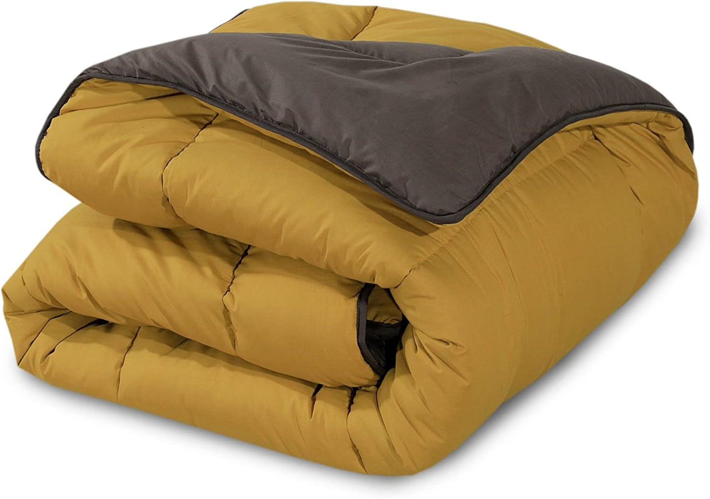 Snug Threads 2-in-1 Reversible Coverless Poly Cotton Hotel Quality Duvet - Mustard & Black