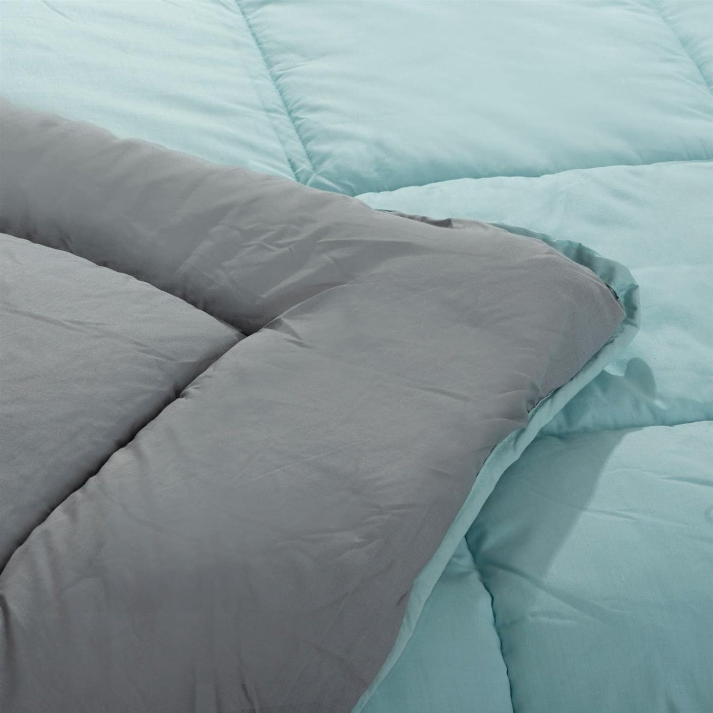 Snug Threads 2-in-1 Reversible Coverless Poly Cotton Hotel Quality Duvet - Teal & Grey