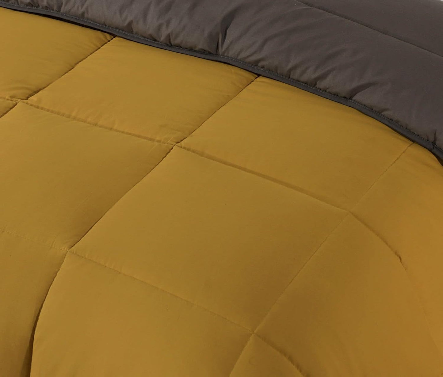 Snug Threads 2-in-1 Reversible Coverless Poly Cotton Hotel Quality Duvet - Mustard & Black
