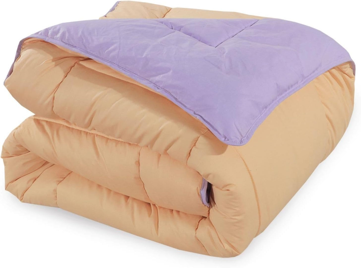 Snug Threads 2-in-1 Reversible Coverless Poly Cotton Hotel Quality Duvet - Peach & Lilac