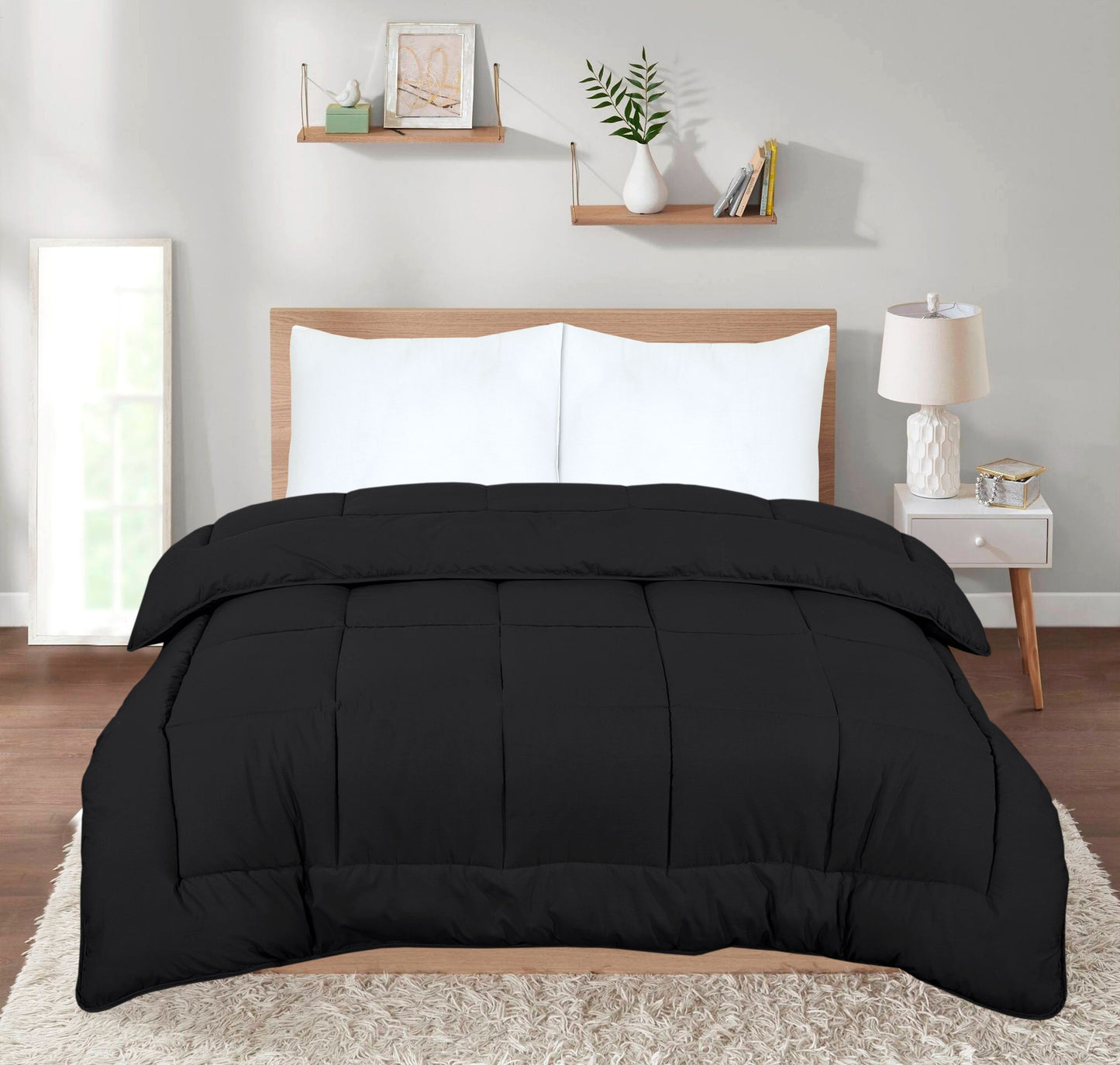 13.5 Tog Snug Threads Heavyweight Reversible Coverless Poly Cotton Duvet - Elegant Black