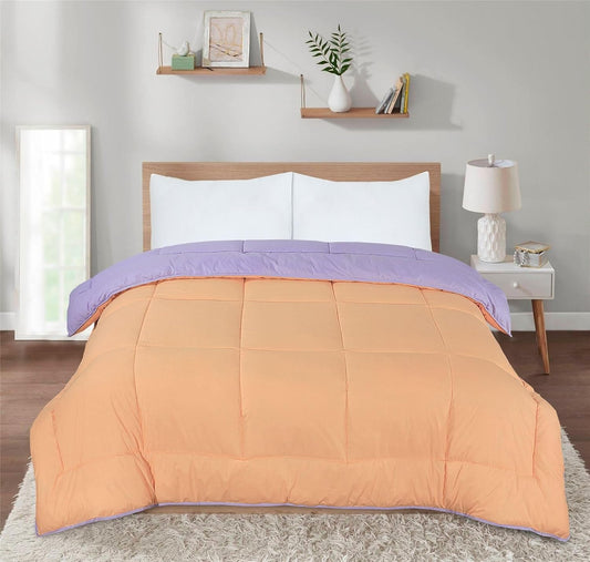 Snug Threads 2-in-1 Reversible Coverless Poly Cotton Hotel Quality Duvet - Peach & Lilac