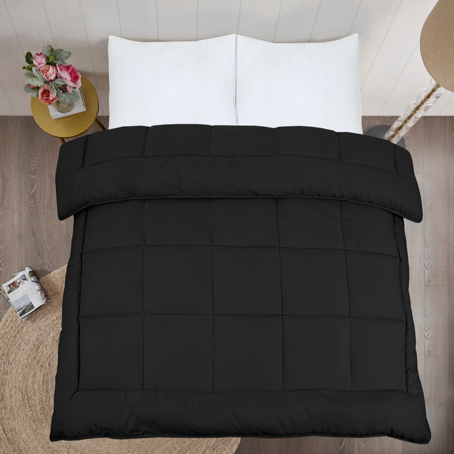 13.5 Tog Snug Threads Heavyweight Reversible Coverless Poly Cotton Duvet - Elegant Black