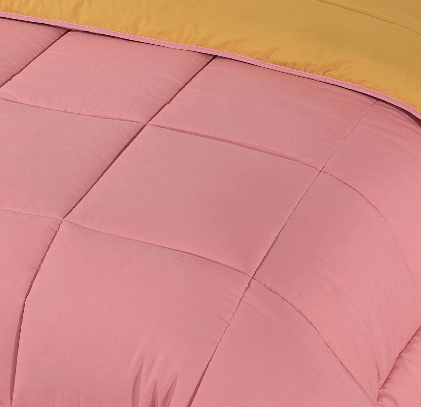Snug Threads 2-in-1 Reversible Coverless Poly Cotton Hotel Quality Duvet - Mustard & Pink