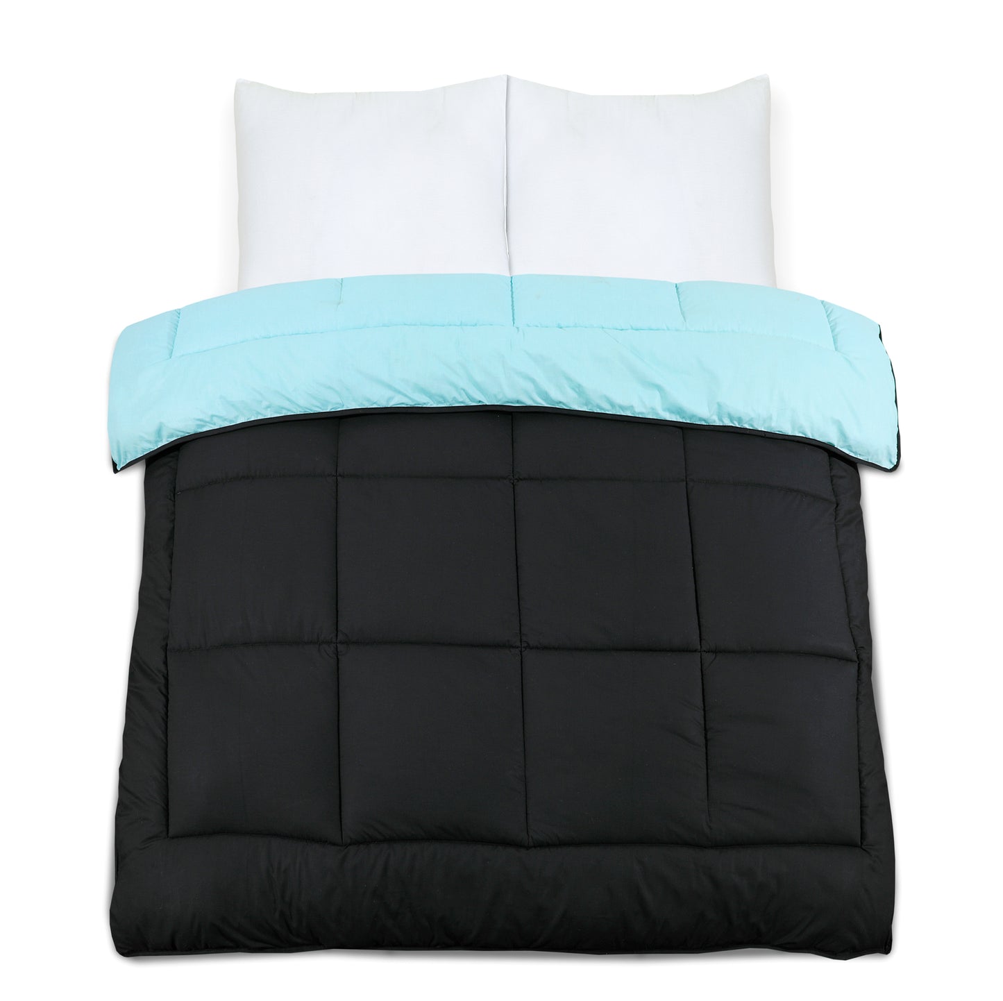 Snug Threads 2-in-1 Reversible Coverless Poly Cotton Hotel Quality Duvet - Teal & Black