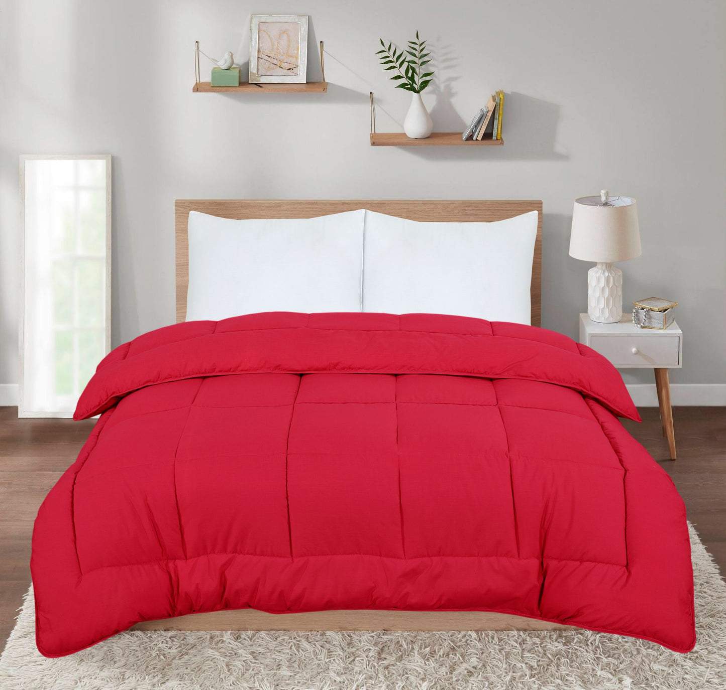 13.5 Tog Snug Threads Heavyweight Reversible Coverless Poly Cotton Duvet - Red