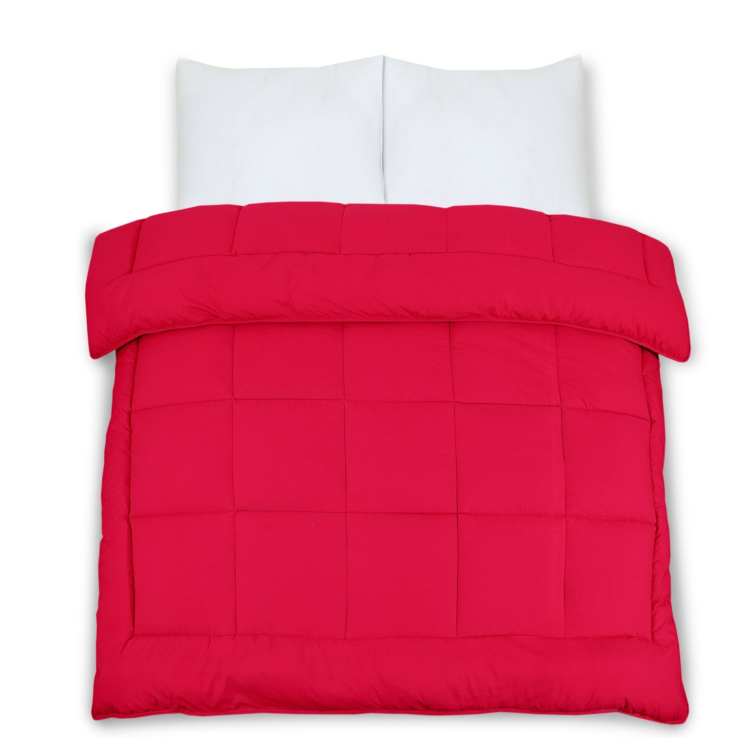 13.5 Tog Snug Threads Heavyweight Reversible Coverless Poly Cotton Duvet - Red