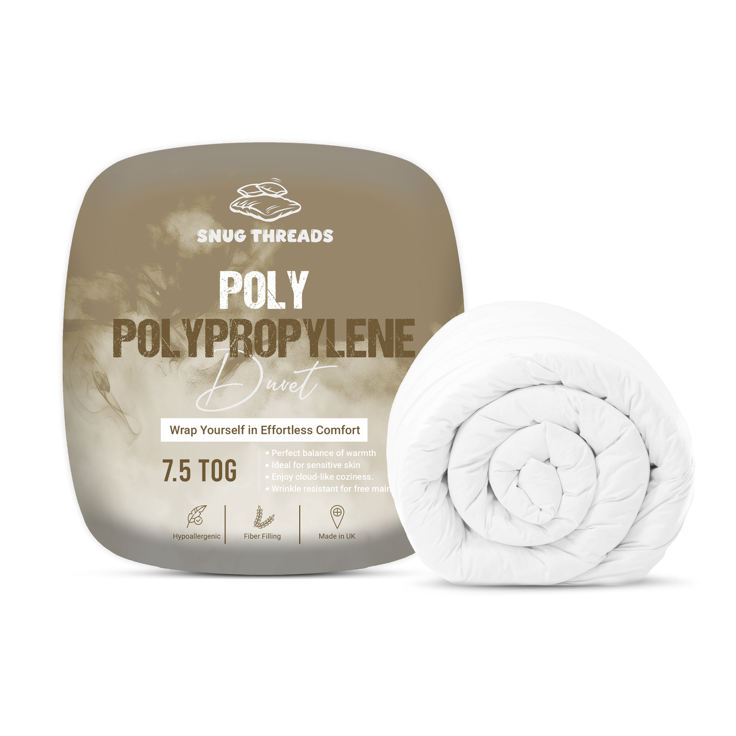 SnugThreads 7.5 Tog Poly Propylene Duvet – Summer Duvet - Lightweight Breathable Quilt