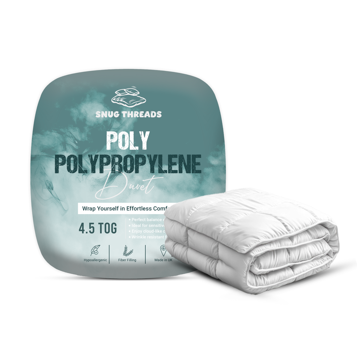 SnugThreads 4.5 Tog Poly Propylene Duvet – Summer Duvet - Lightweight Cooling Quilt