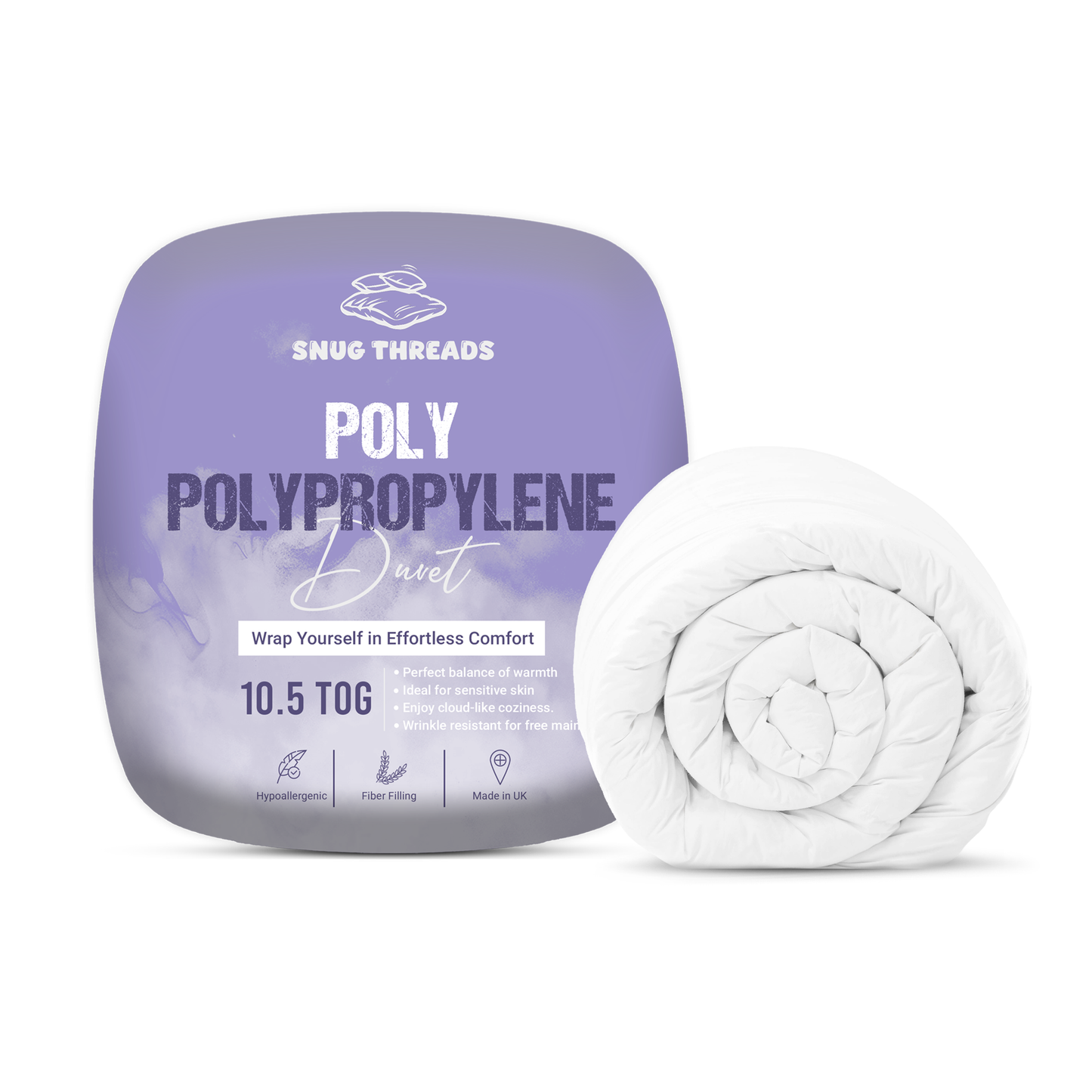 SnugThreads 10.5 Tog Poly Propylene Duvet – All Year Duvet - Lightweight Breathable Quilt