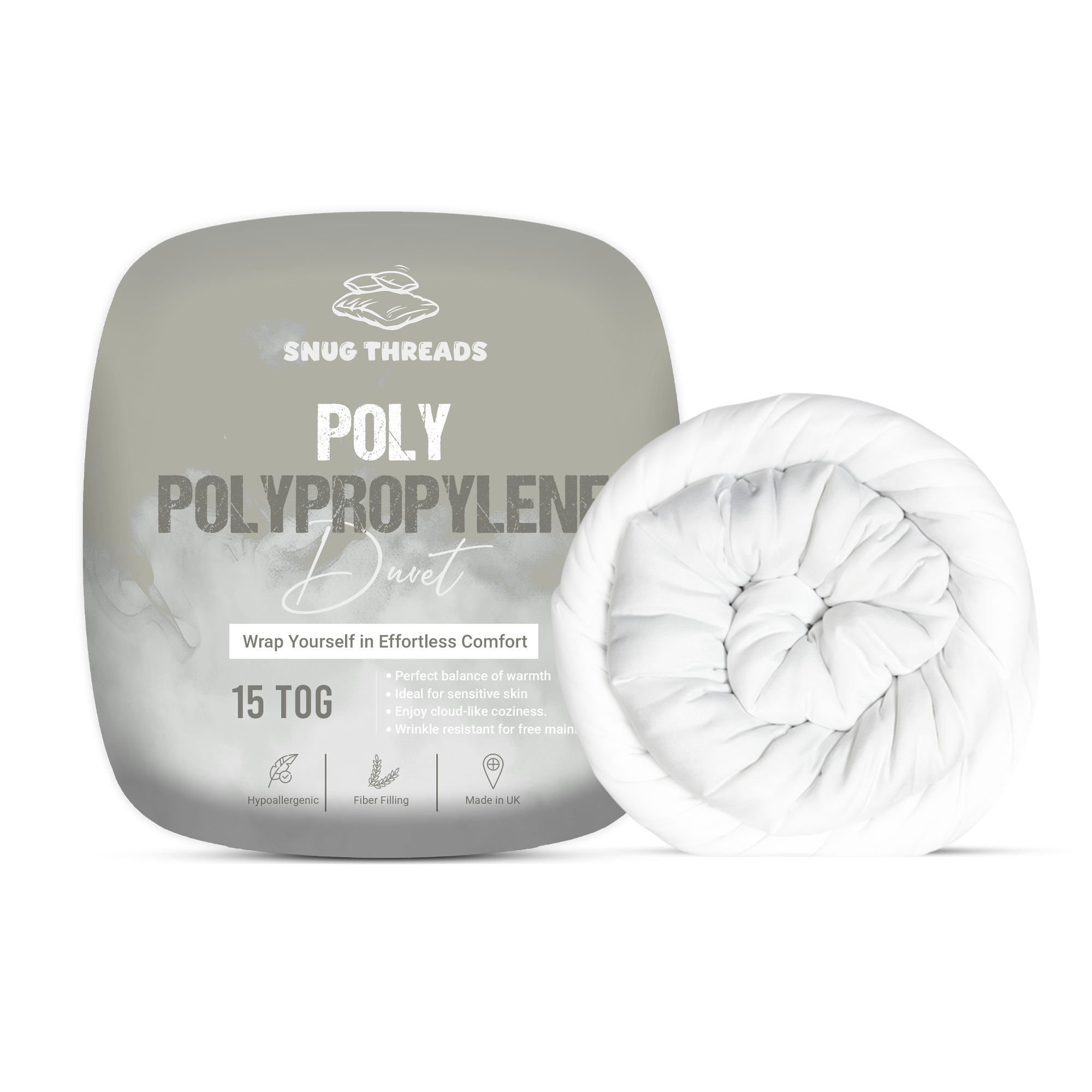 SnugThreads 15 Tog Poly Propylene Duvet – Very Warm Winter Duvet - Hypoallergenic Breathable Quilt