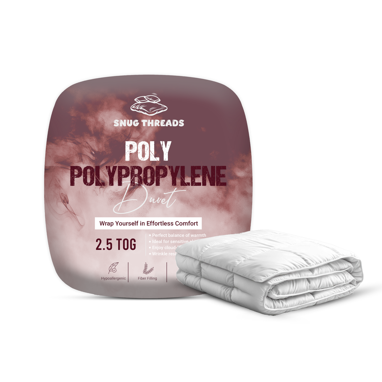 SnugThreads 2.5 Tog Poly Propylene Duvet – Summer Duvet - Lightweight Cooling Quilt